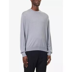 Emporio Armani Virgin Wool Long Sleeve Crewneck Sweater Gray Sz L